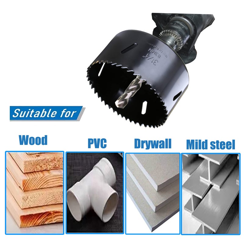 PLG2SUPT 8  HSS Bi Metal Hole Saw Cutter for Wood Drywall Plastic Aluminum Mild Steel Iron Metal Stainless Steel Heavy Duty Hole Saw Bit with Arbor - Image 5